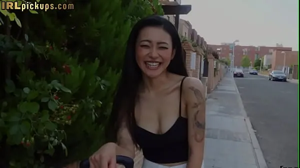 XXX Pickedup tattoo Asian riding before sideways fucked outdoors top Clips