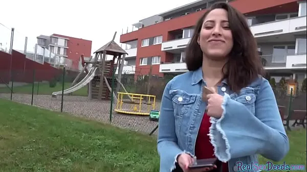XXX Busty european brunette picked for titjob and public banging top Clips